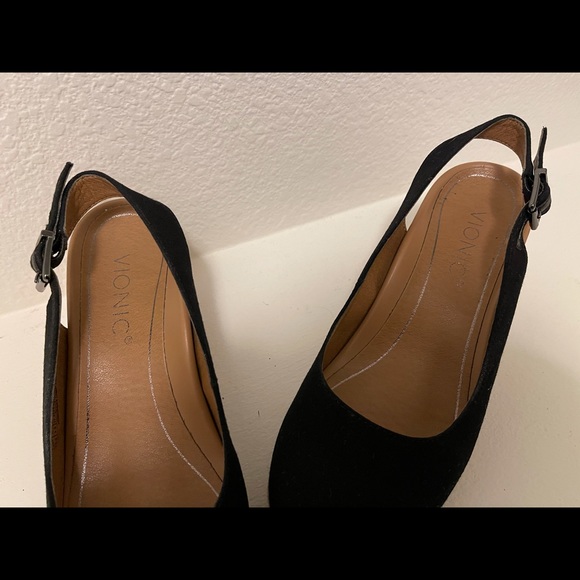 Vionic Black Espadrille Wedge Shoes - Picture 2 of 5